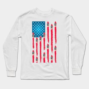 Fun Summer Speed Boat Flag Design - Patriotic 4th of July Flag Long Sleeve T-Shirt